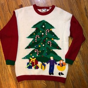 Vtg ugly Christmas sweater Xmas tree 🌲 sparkles